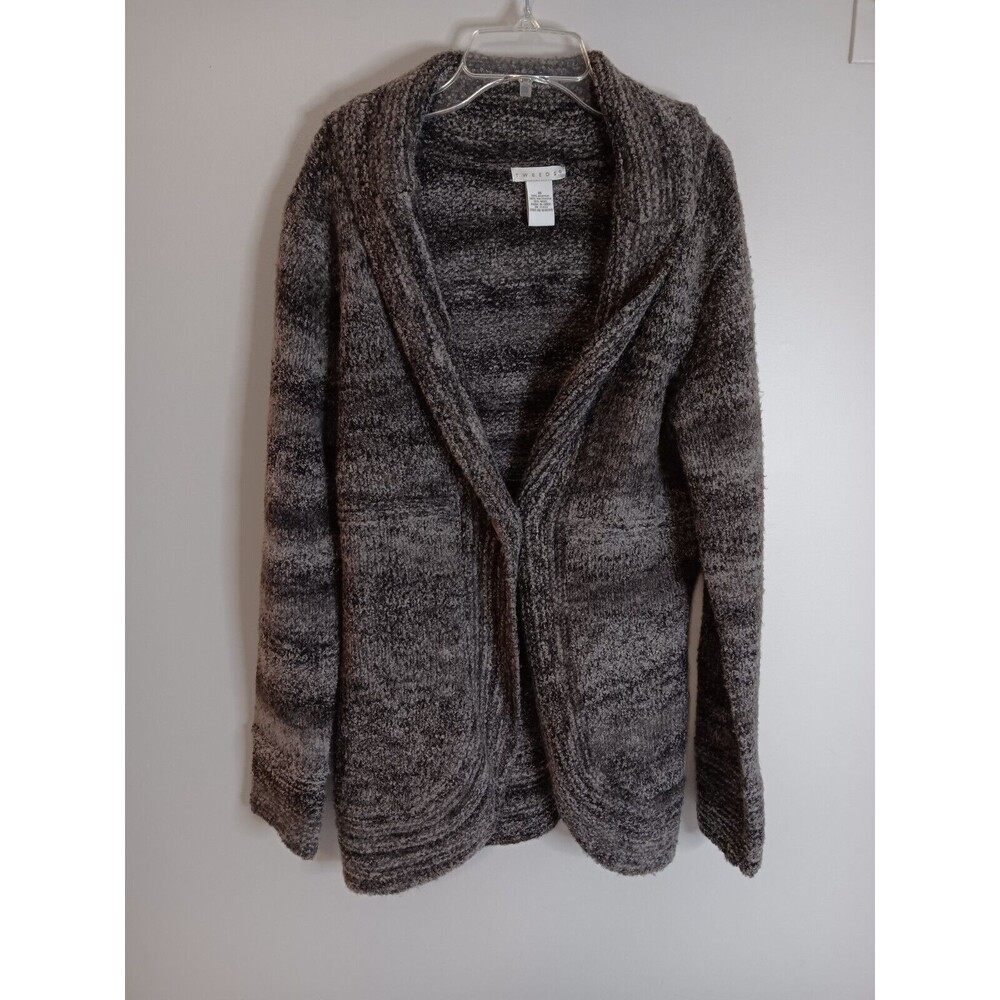 Tweeds Wool Blend Cardigan Sweater Gray Stripe Sz Medium